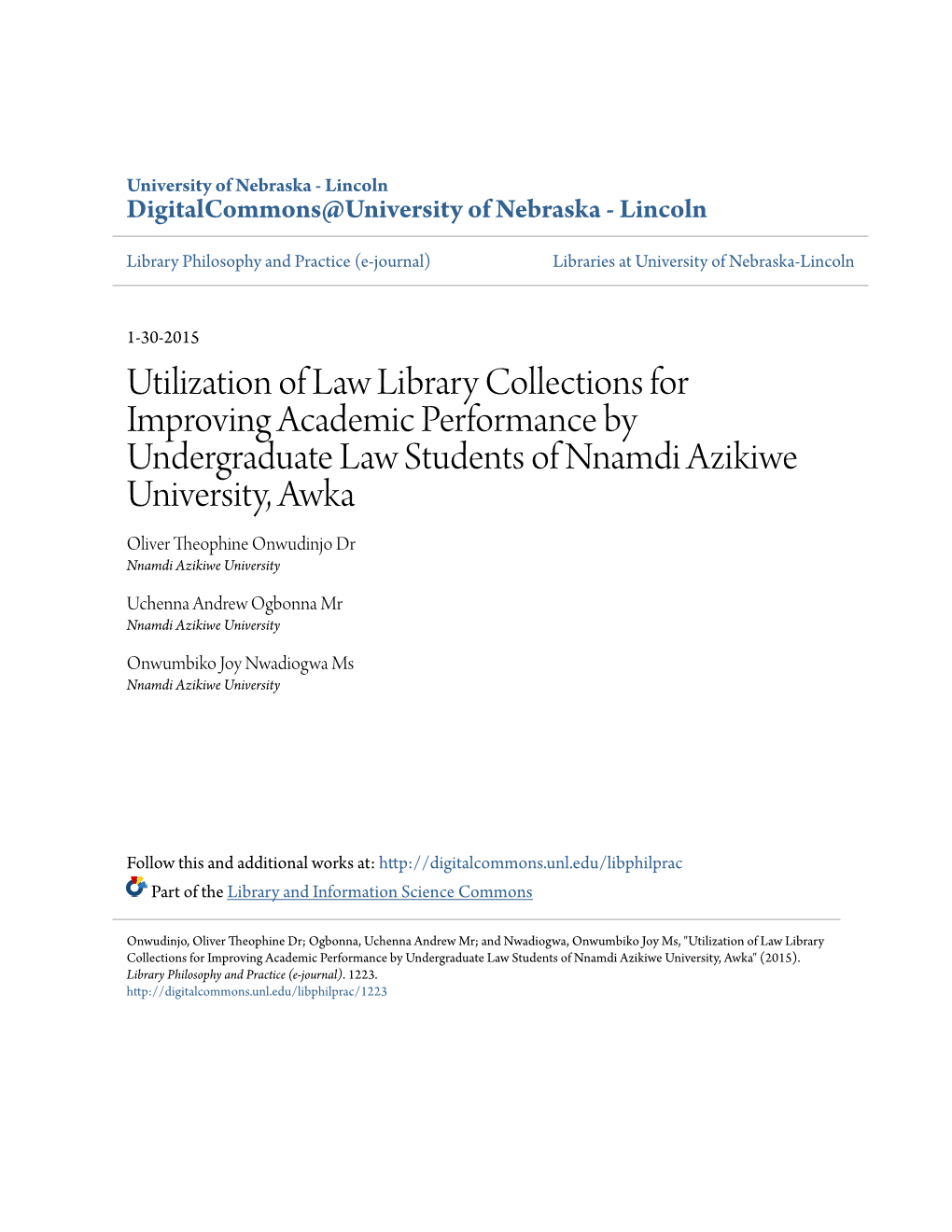 Utilization of Law Library Collections for Improving Academic