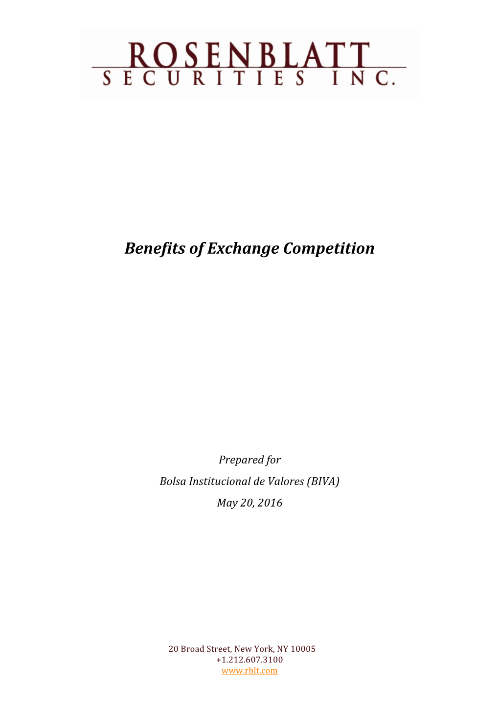 Benefits of Exchange Competition