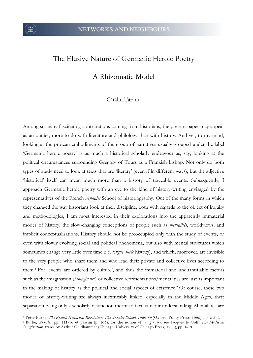 The Elusive Nature of Germanic Heroic Poetry a Rhizomatic Model