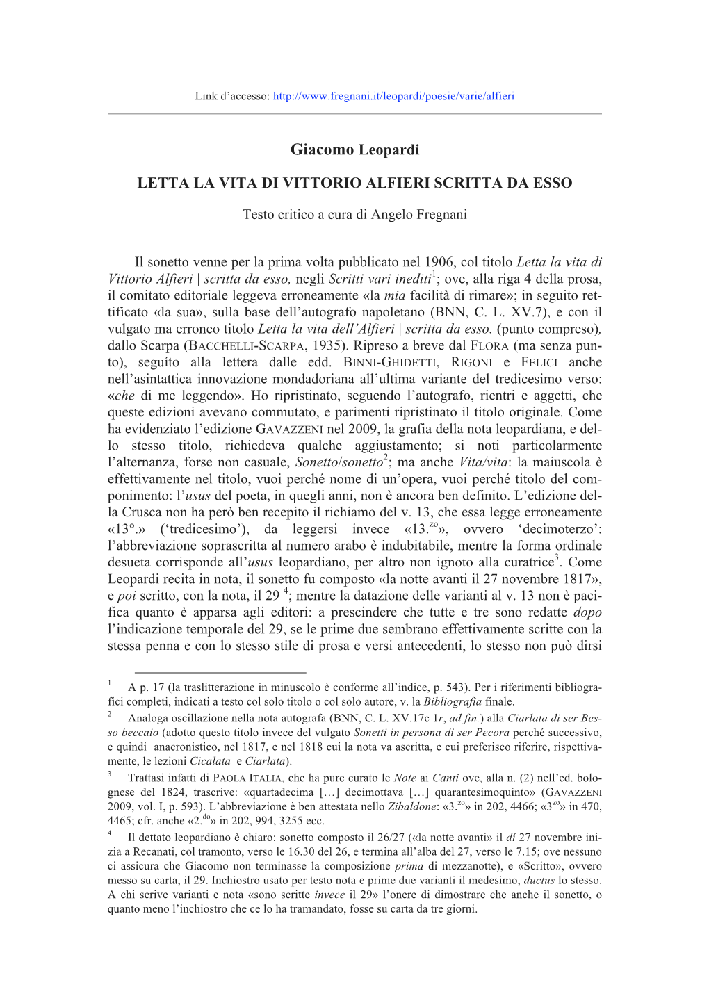 Letta La Vita Di Vittorio Alfieri Scritta Da Esso