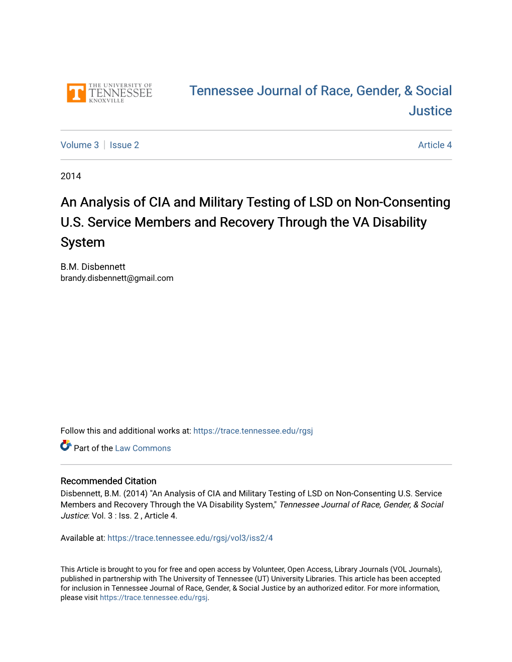 An Analysis of CIA and Military Testing of LSD on Non-Consenting U.S. Service Members and Recovery Through the VA Disability System