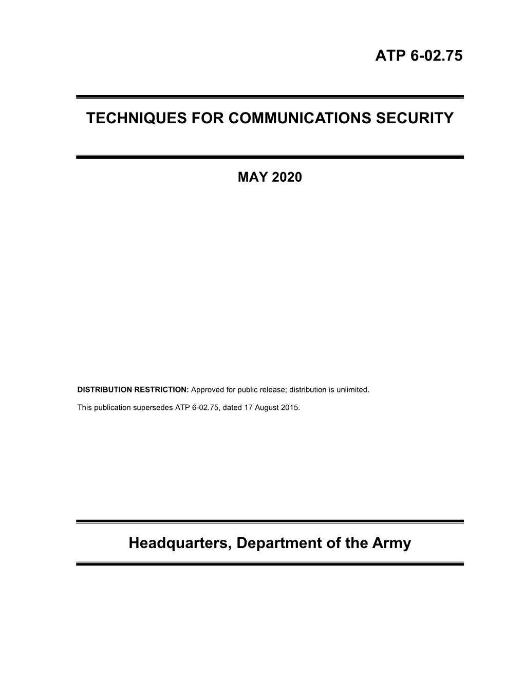 Atp 6-02.75 Techniques for Communications Security
