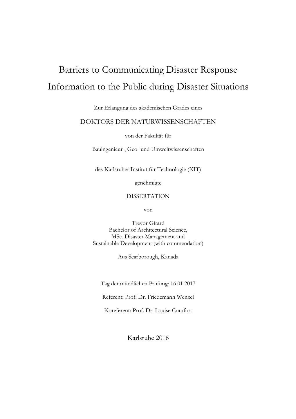 Barriers to Communicating Disaster Response Information to the Public During Disaster Situations