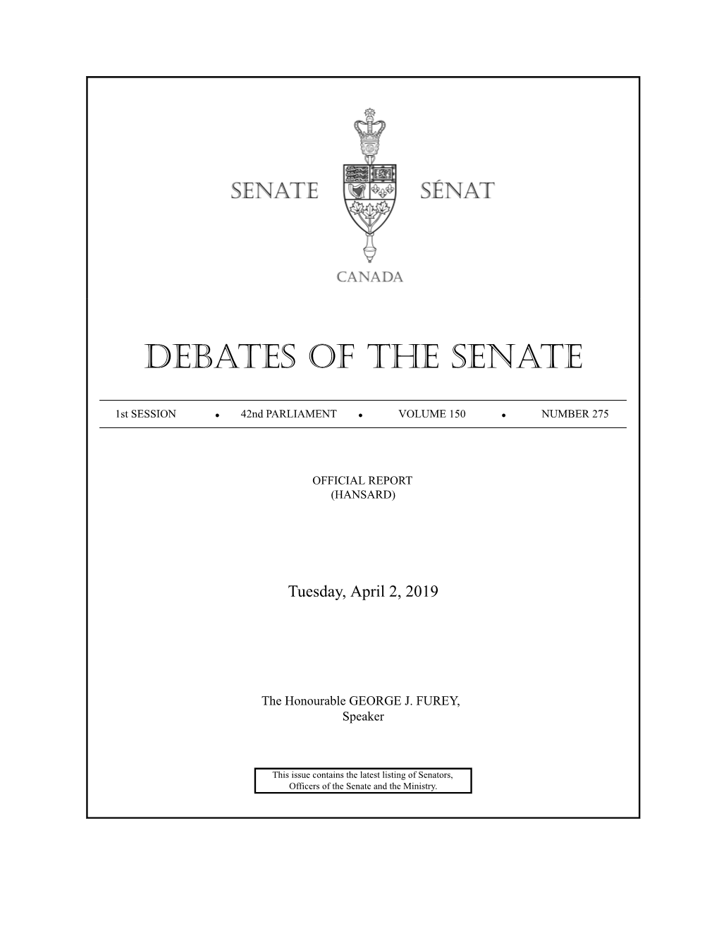 Debates of the Senate