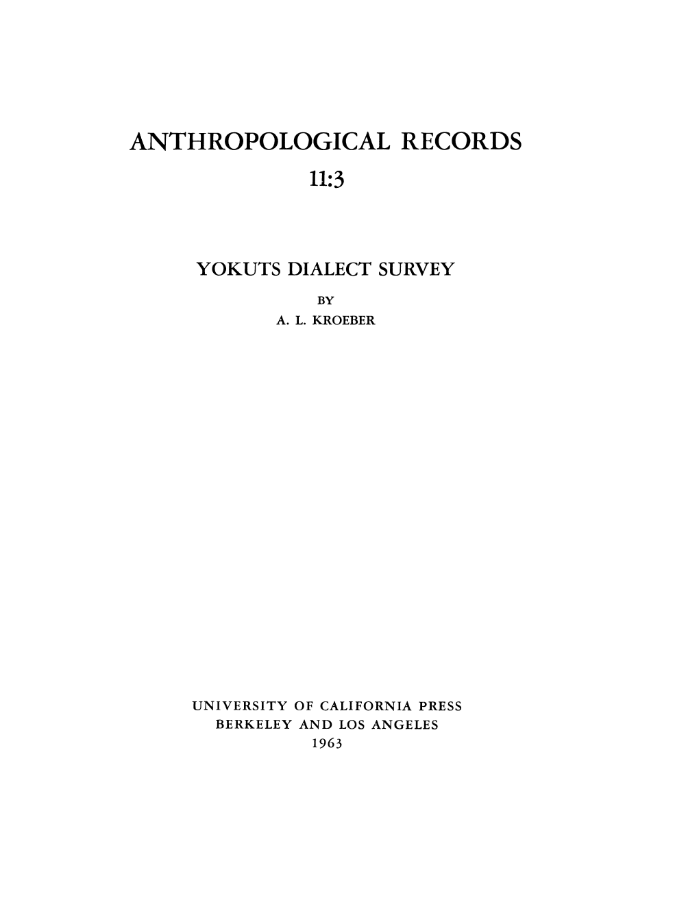 Anthropological Records 11:3