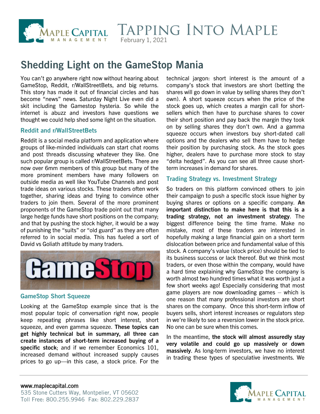 Shedding Light on the Gamestop Mania