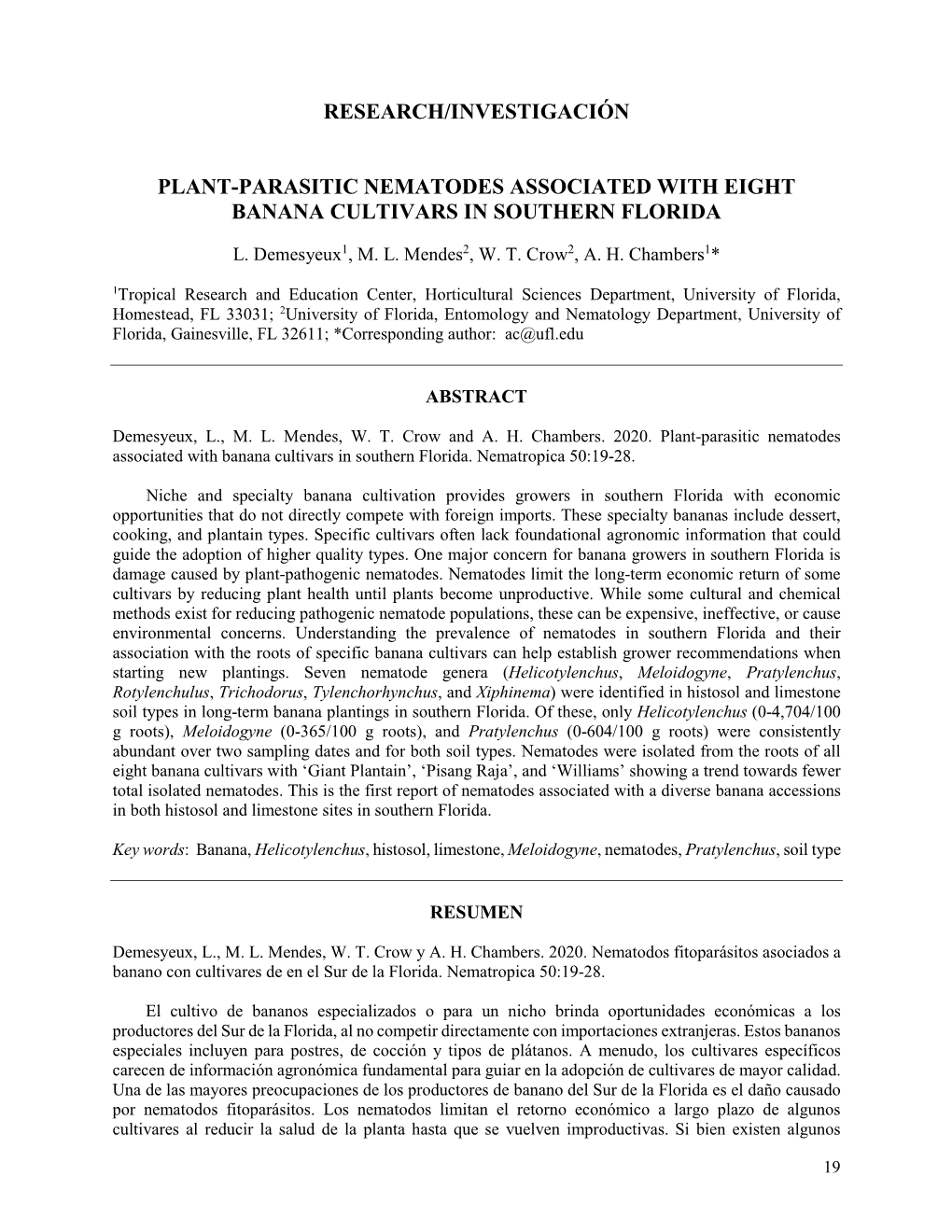Research/Investigación Plant-Parasitic Nematodes