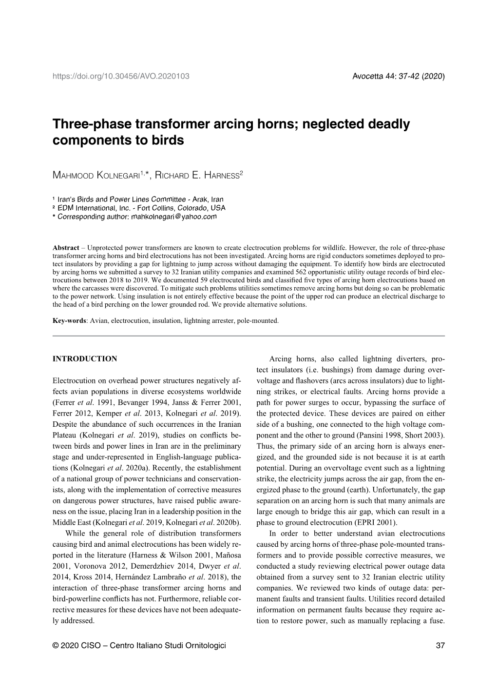 Three-Phase Transformer Arcing Horns; Neglected Deadly Components to Birds