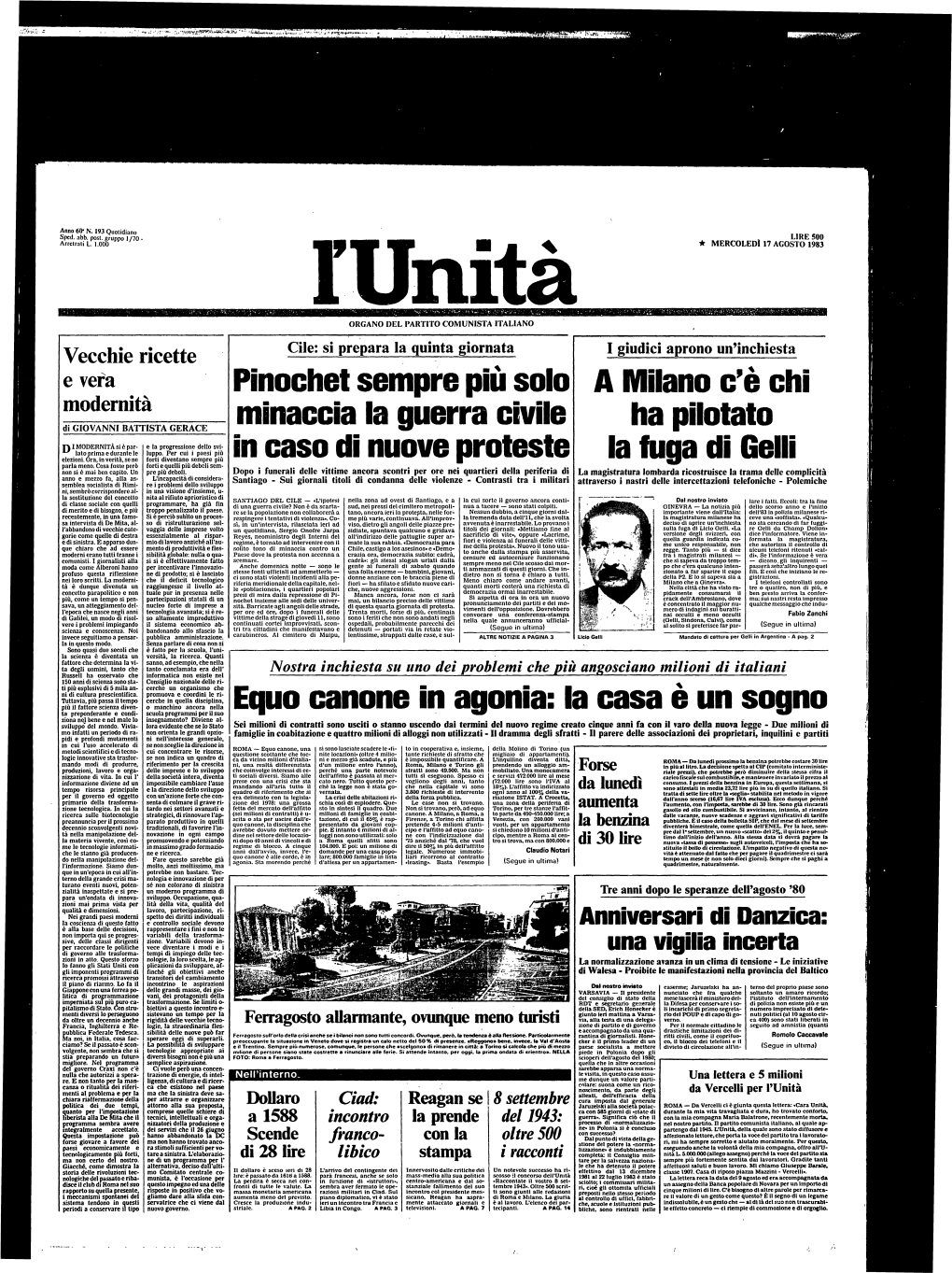 Pinochet Sempre Più Solo Minaccia La Guerra Civile in Caso Di Nuove Proteste a Milano C'è Chi Ha Pilotato La Fuga Di Gelli