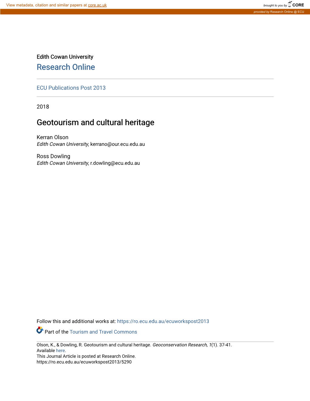Geotourism and Cultural Heritage