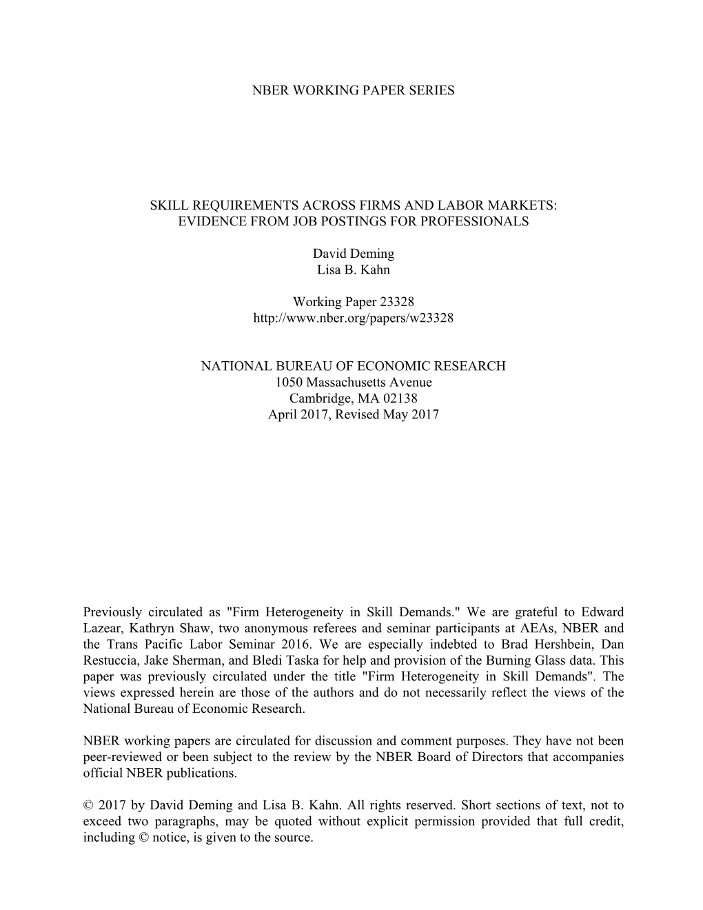 Skill Requirements Across Firms and Labor Markets: Evidence from Job Postings for Professionals