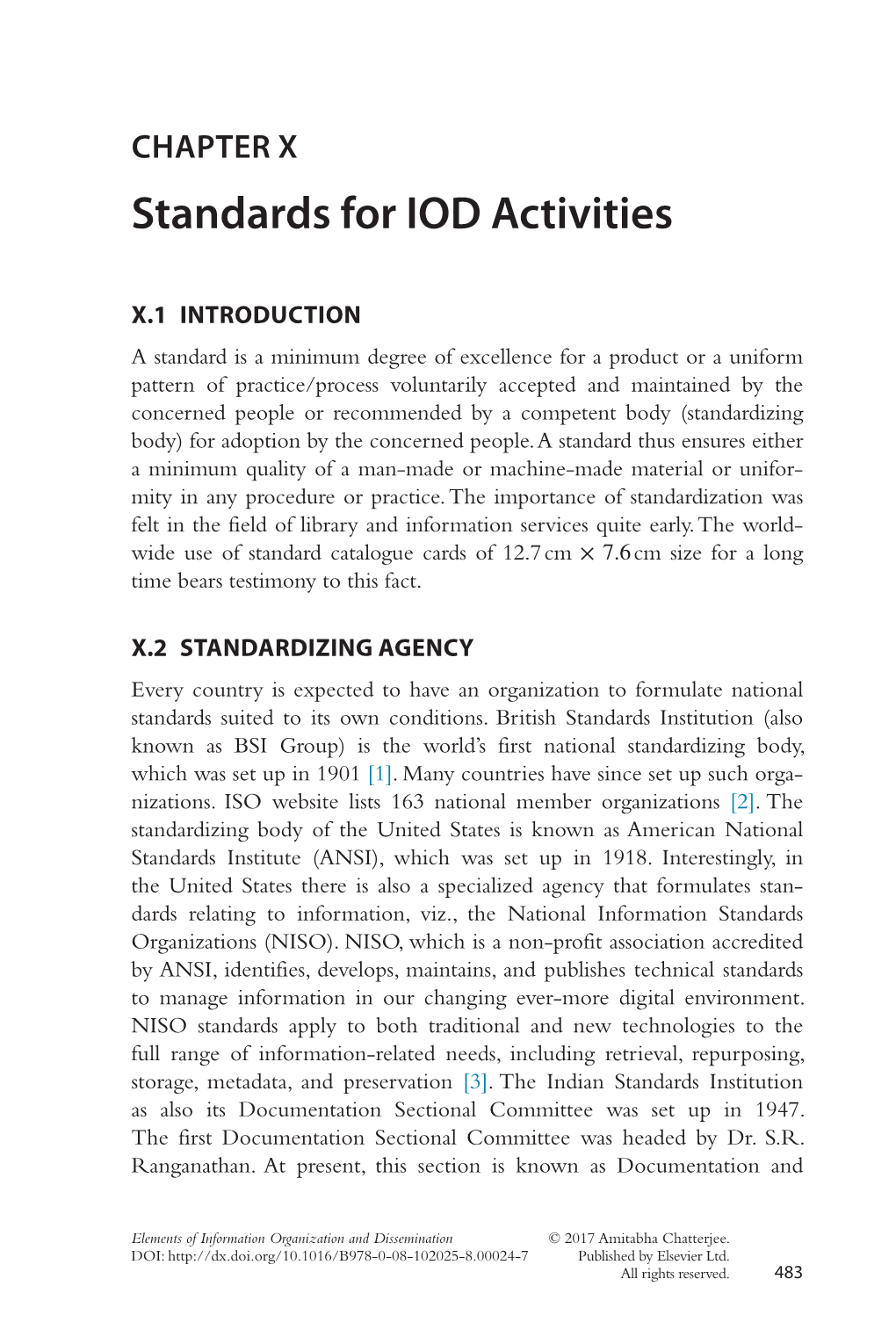 Chapter X. Standards for IOD Activities