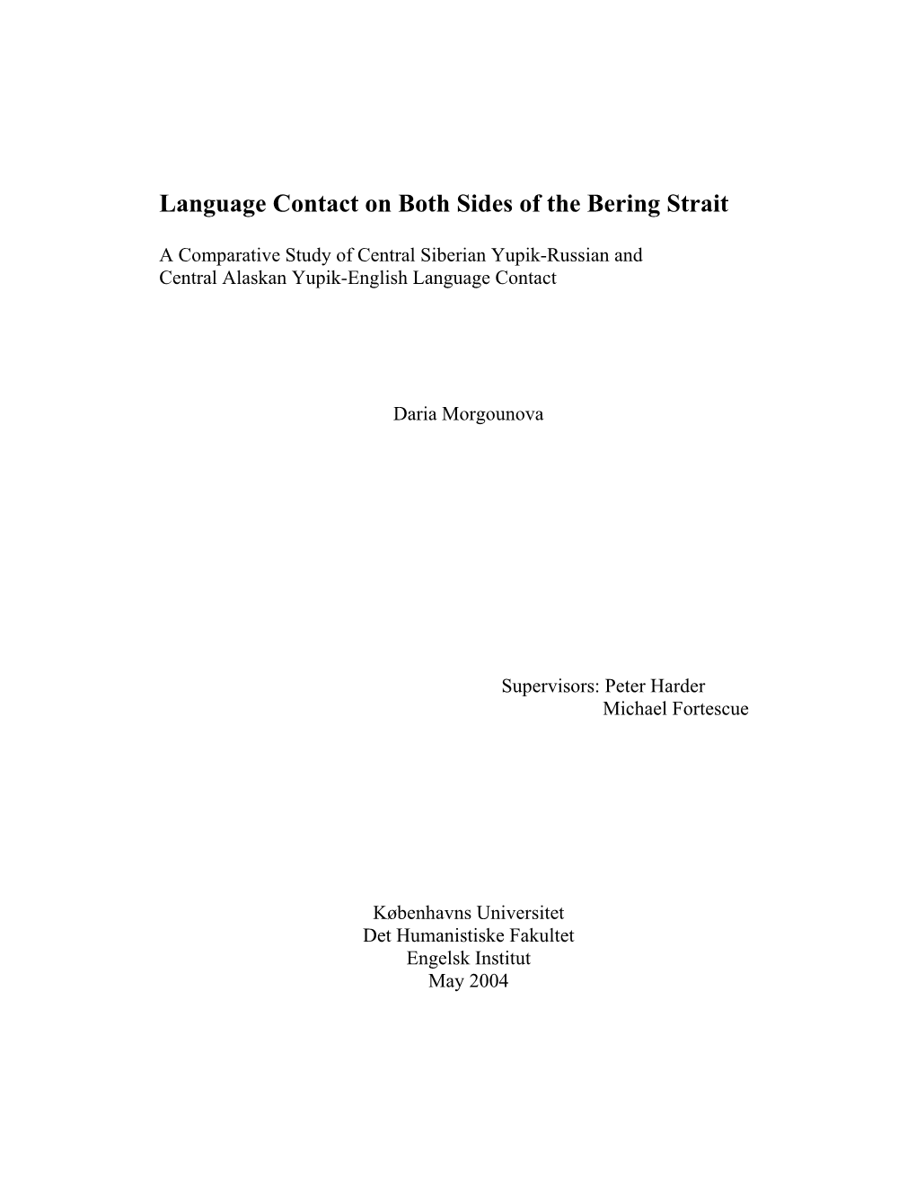 Language Contact on Both Sides of the Bering Strait