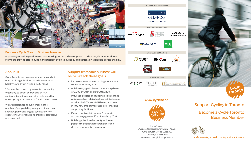 Support Cycling in Toronto Become a Cycle Toronto Business Member