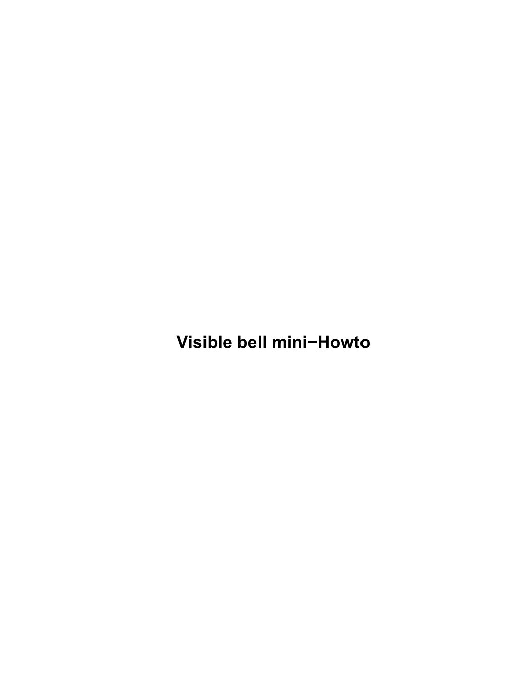 Visible Bell Mini-Howto