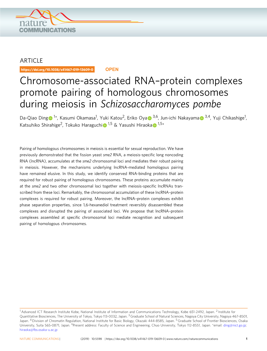 Chromosome-Associated Rnaâ