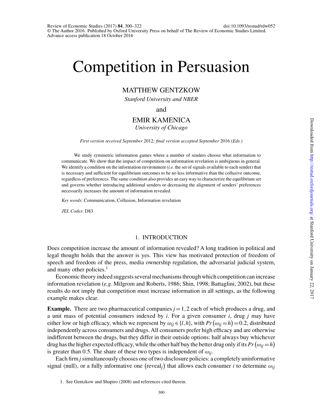 Competition in Persuasion