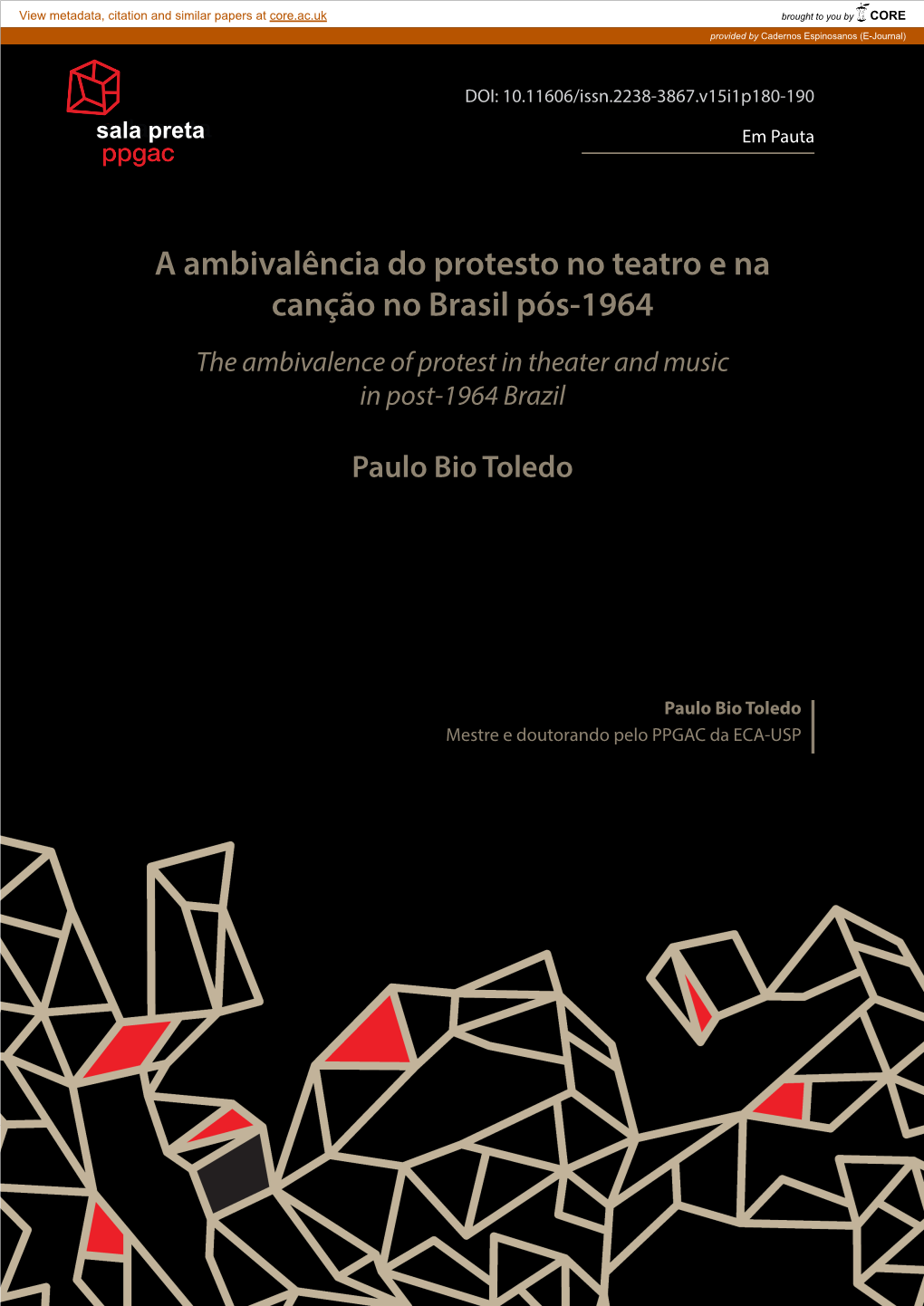 A Ambivalência Do Protesto No Teatro E Na Canção No Brasil Pós-1964