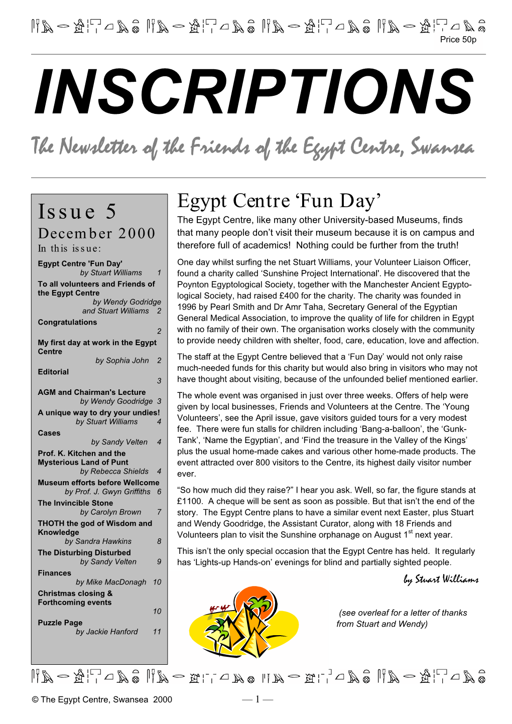 The Newsletter of the Friends of the Egypt Centre, Swansea