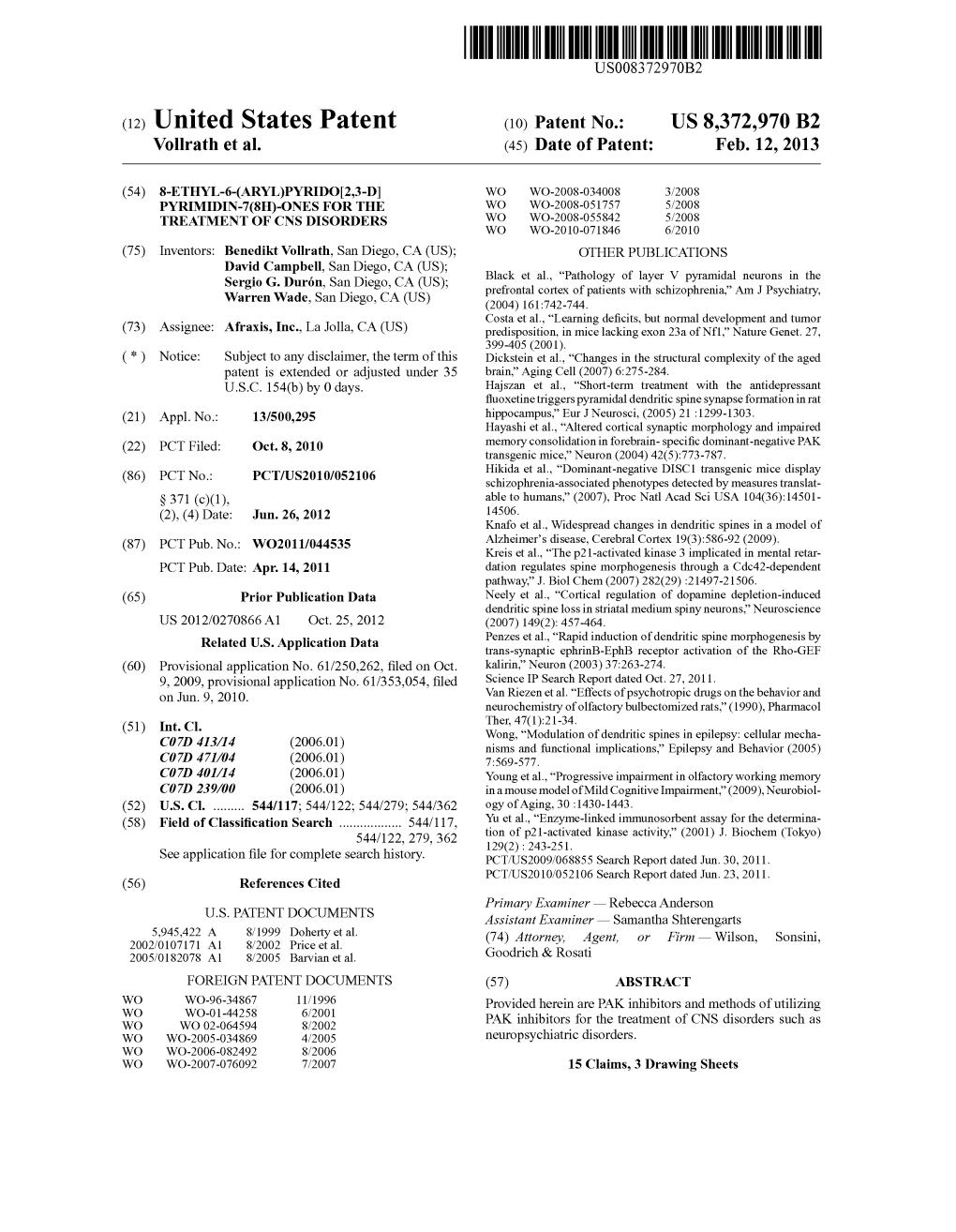 (12) United States Patent (10) Patent No.: US 8,372,970 B2 Vollrath Et Al