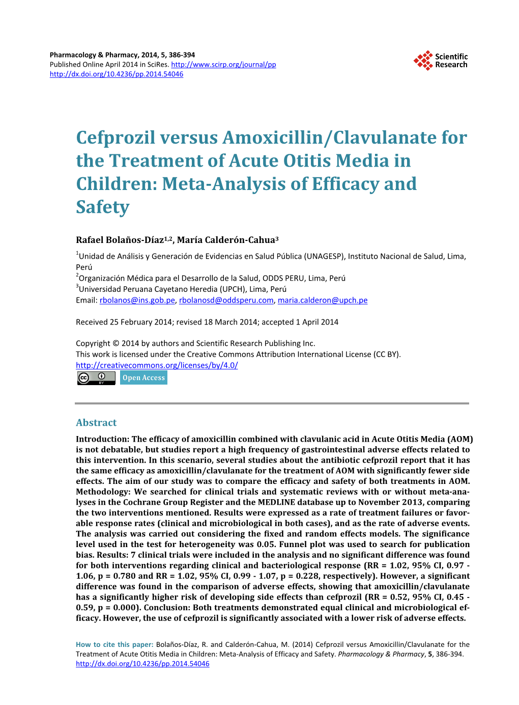 Cefprozil Versus Amoxicillin/Clavulanate for the Treatment of Acute Otitis Media in Children: Meta-Analysis of Efficacy and Safety