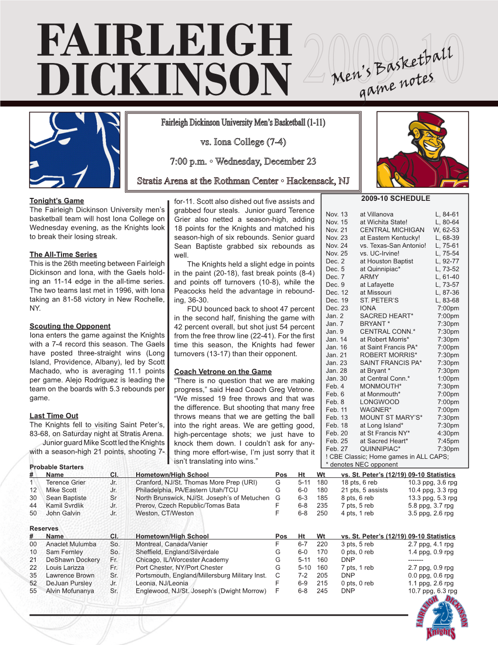 Fairleigh Dickinson University Men’S Grabbed Four Steals