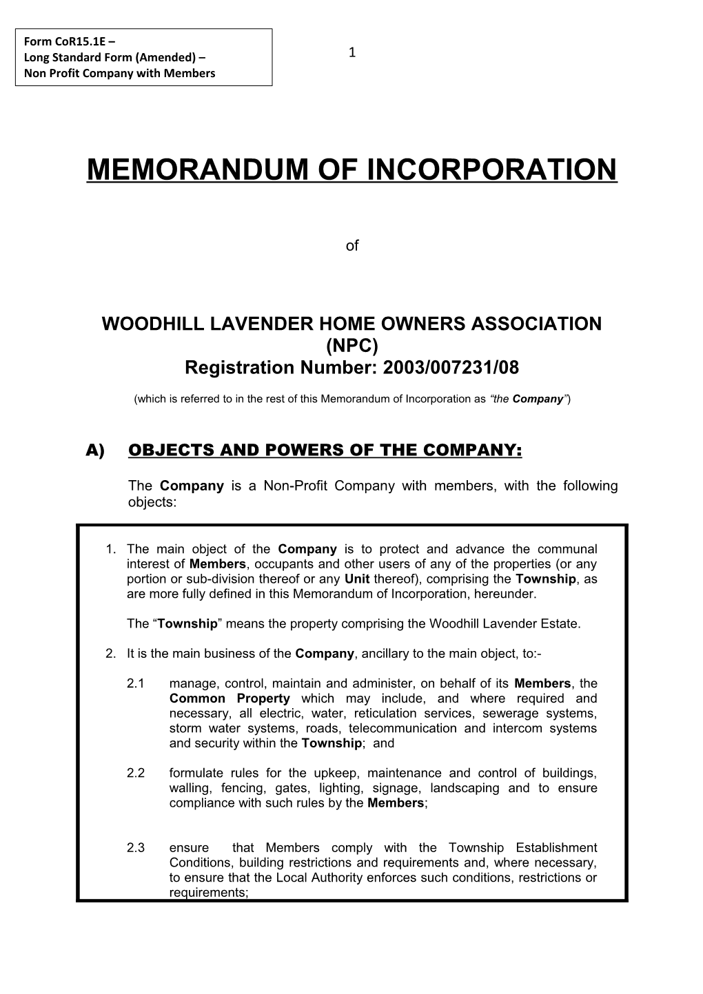 Woodhill Lavender Home Owners Association (Npc)