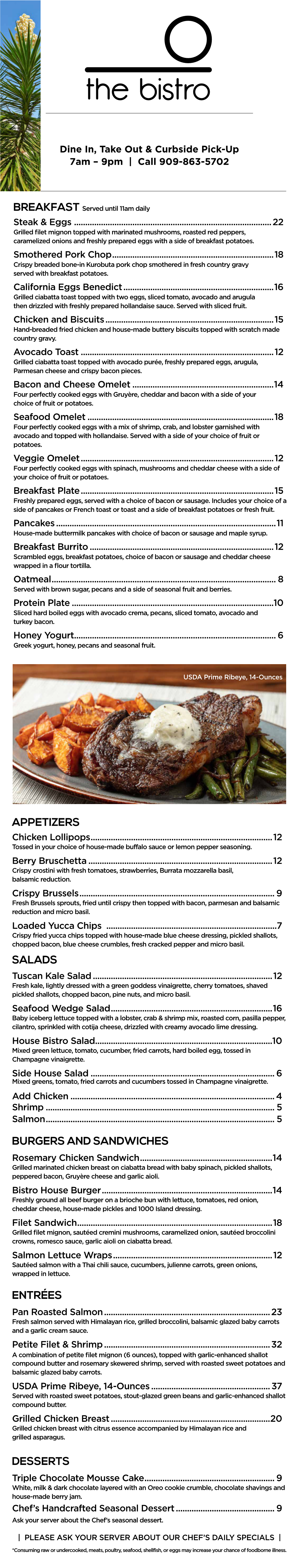 Bear Springs Bistro Menu