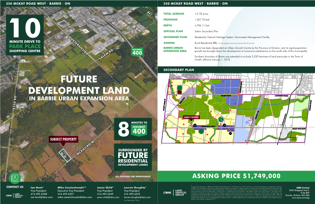 Future Development Land in Barrie Urban Expansion Area