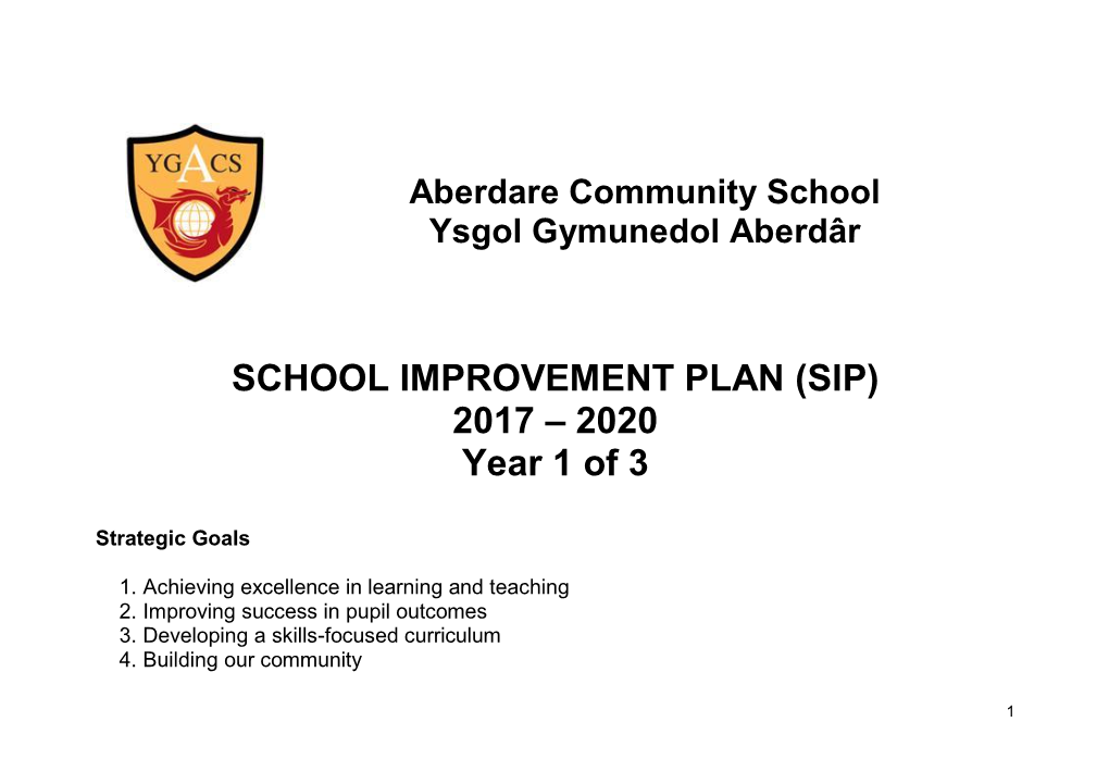 SCHOOL IMPROVEMENT PLAN (SIP) 2017 – 2020 Year 1 of 3