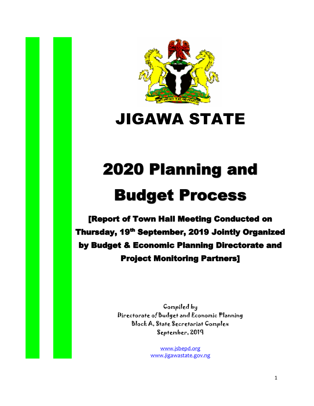 JIGAWA STATE 2020 Planning and Budget Process