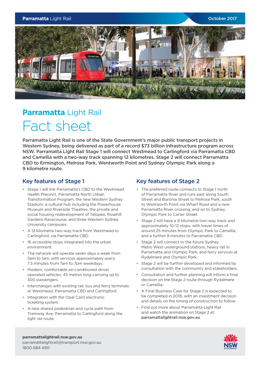 Parramatta Light Rail Stage 2 Fact Sheet