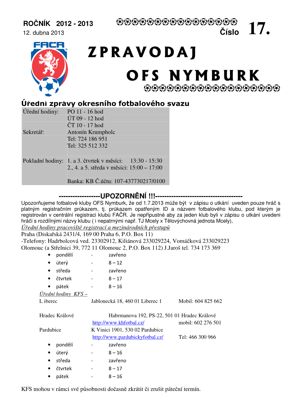 Zpravodaj Ofs Nymburk