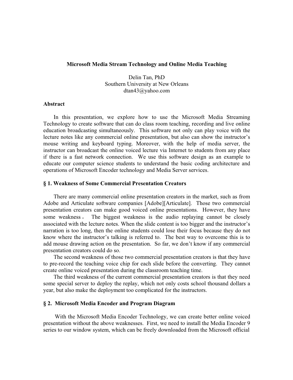 Microsoft Media Stream Technology and Online Media Teaching