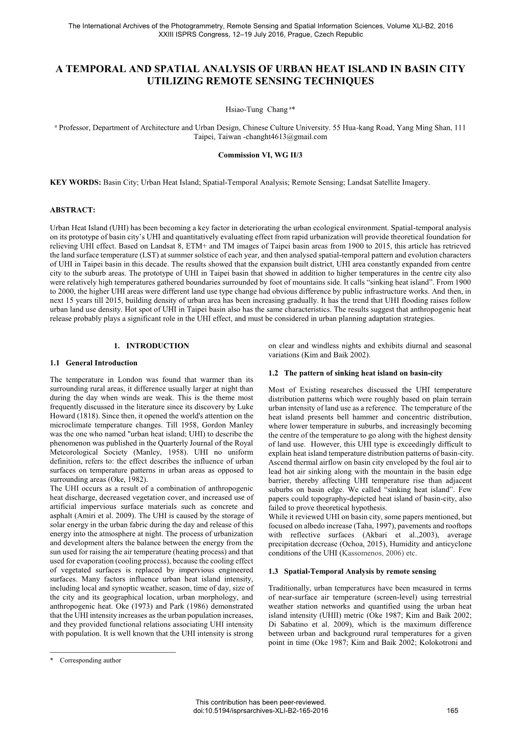 A Temporal and Spatial Analysis of Urban Heat Island in Basin City Utilizing Remote Sensing Techniques