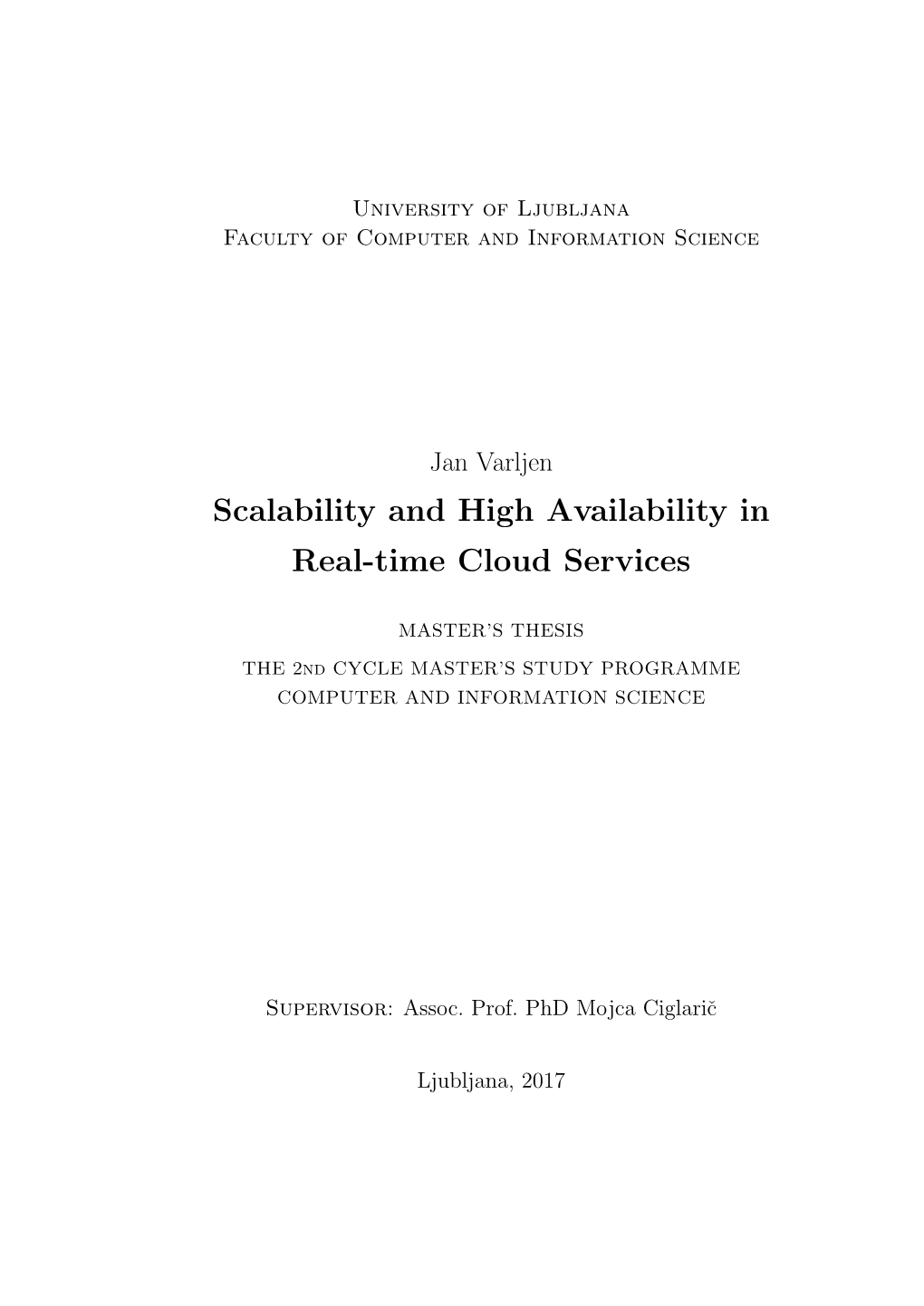 Scalability and High Availability in Real-Time Cloud Services