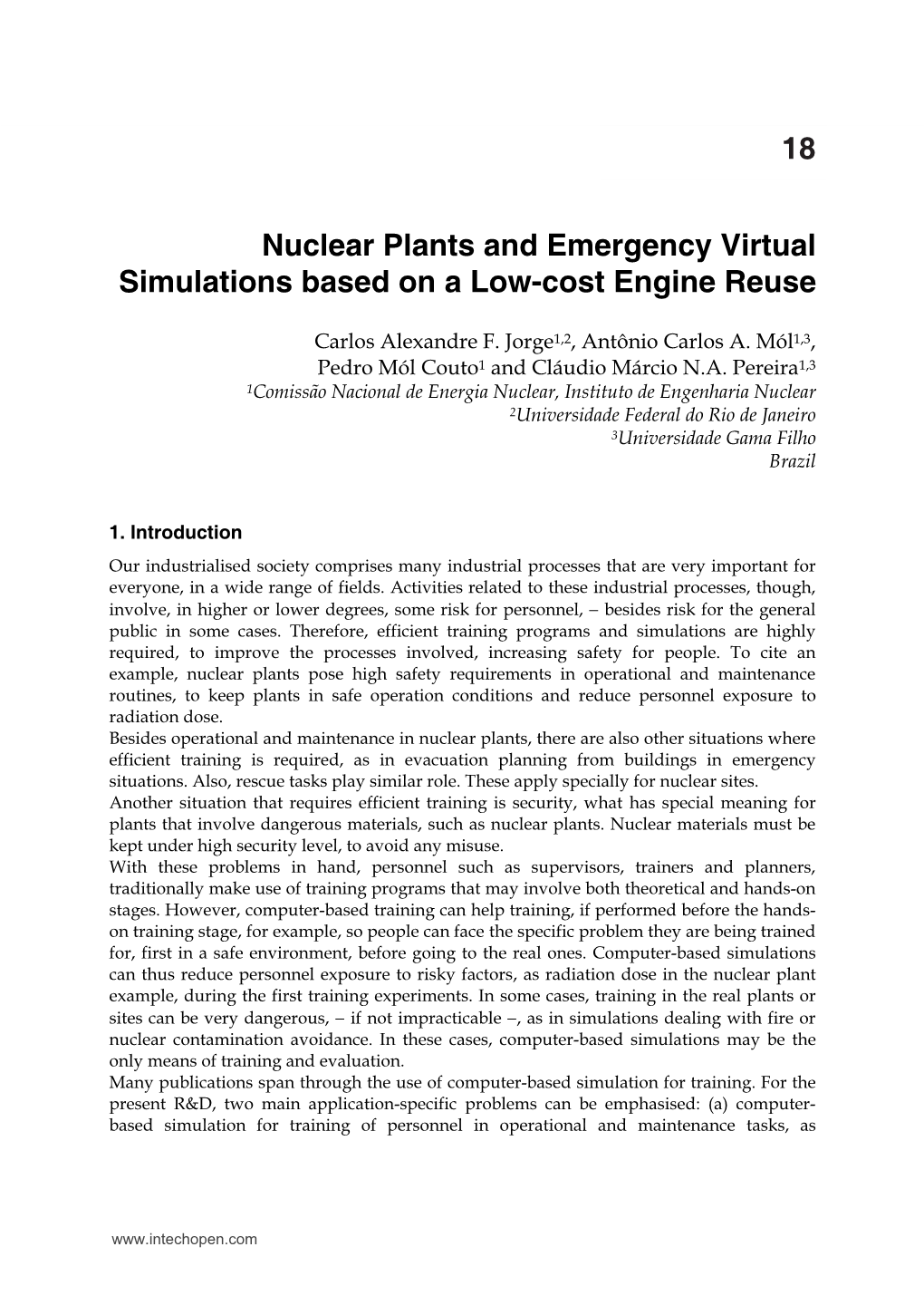 Nuclear Plants and Emergency Virtual Simulations Based on a Low-Cost Engine Reuse 367