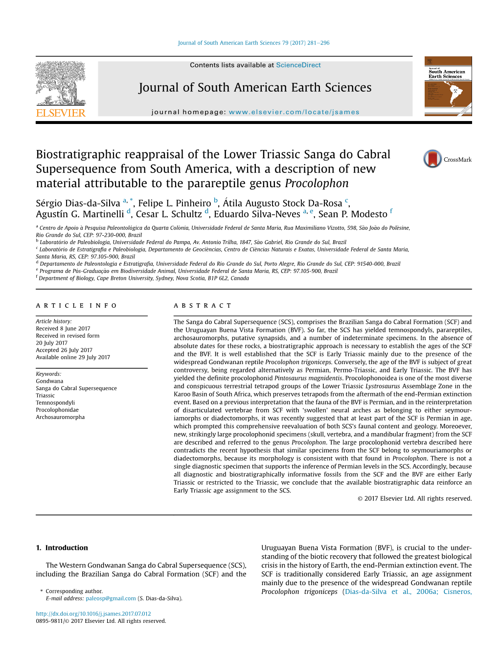 Biostratigraphic Reappraisal of the Lower Triassic Sanga Do Cabral