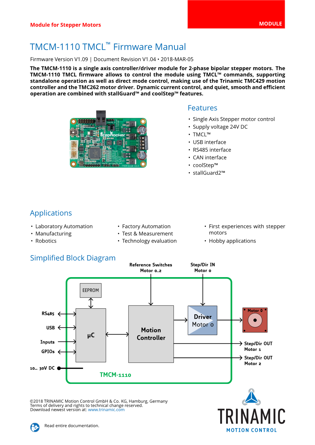 TMCM-1110 TMCL™ Firmware Manual