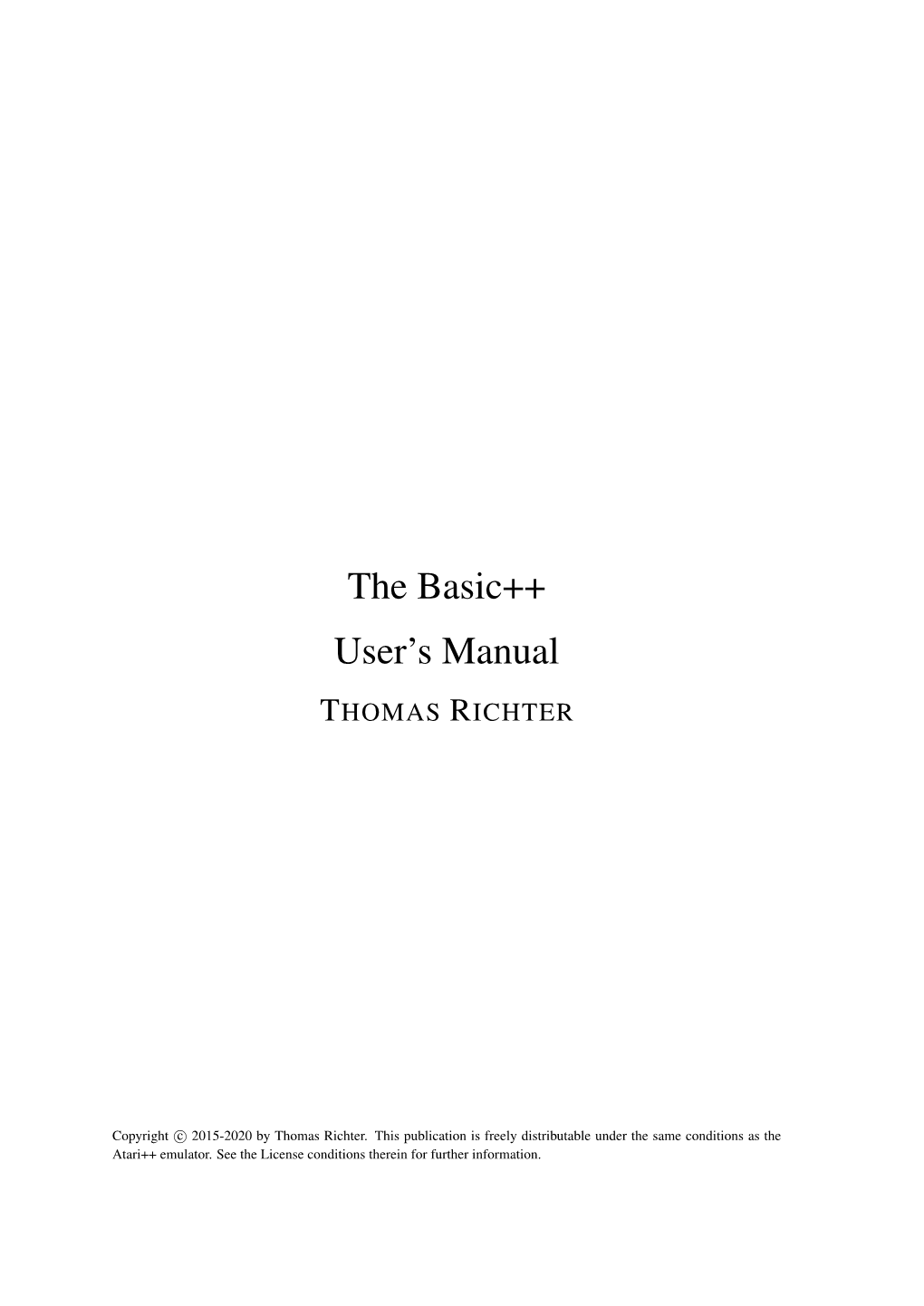 The Basic++ User's Manual