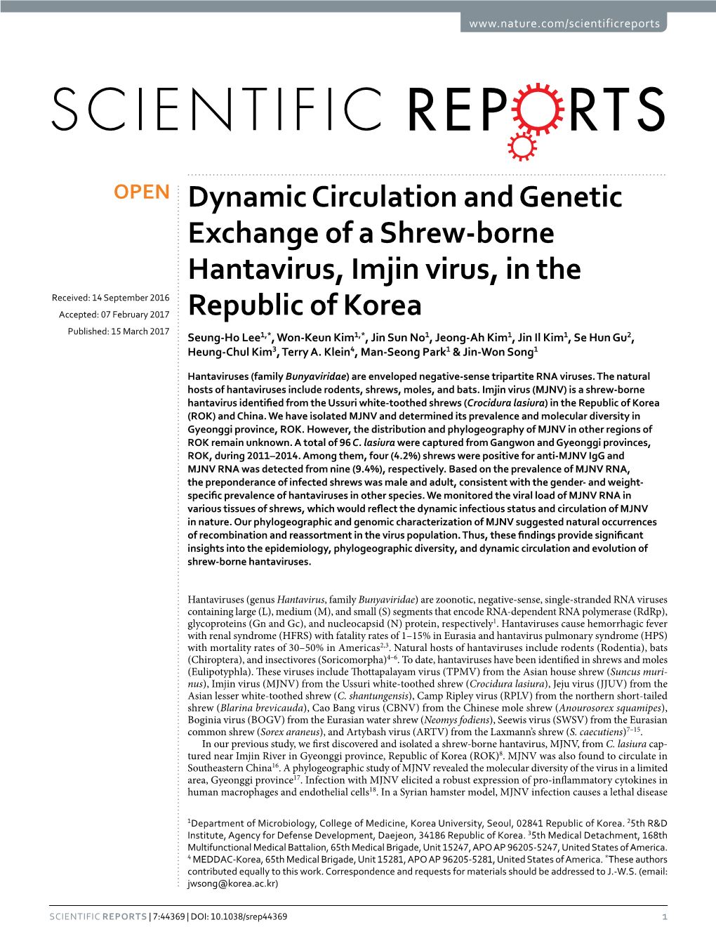 Dynamic Circulation and Genetic Exchange of a Shrew-Borne