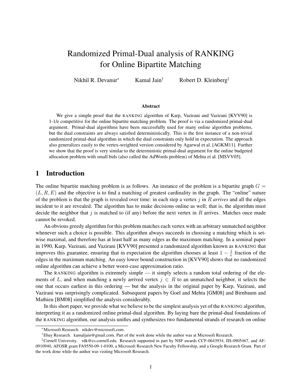 Randomized Primal-Dual Analysis of RANKING for Online Bipartite Matching