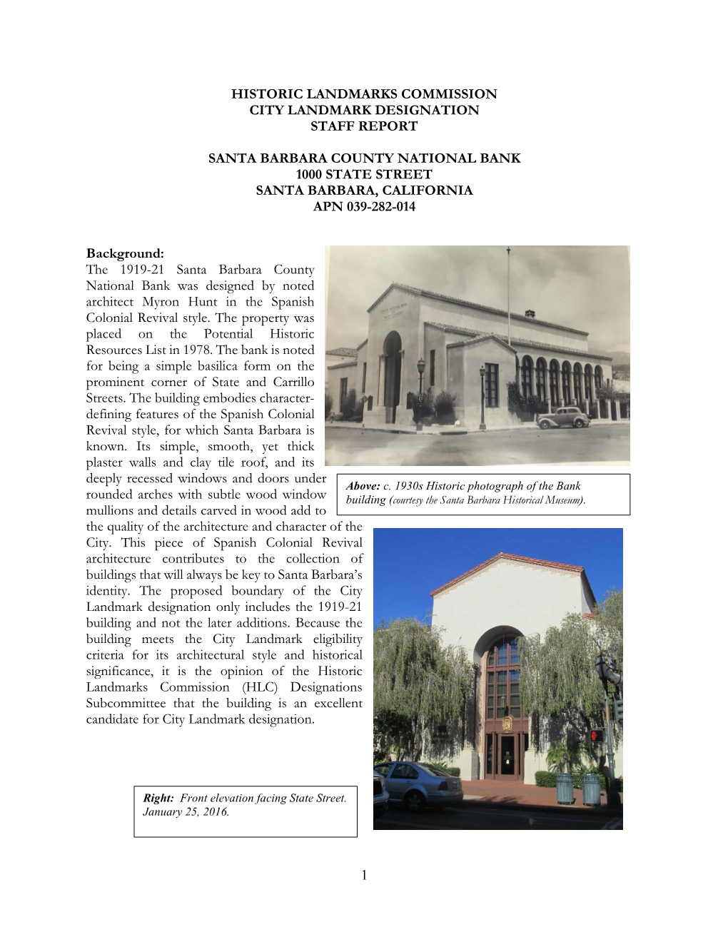Historic Landmarks Commission City Landmark Designation Staff Report