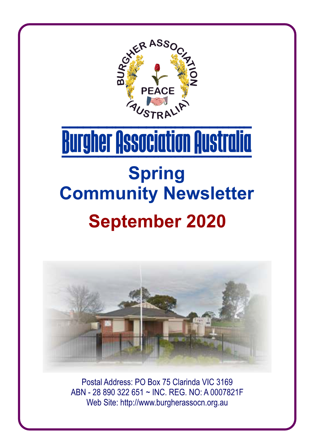 Burgher Association Australia Spring Community Newsletter September 2020