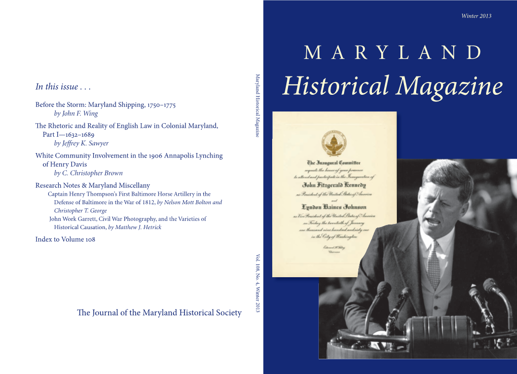 Maryland Historical Magazine Vol