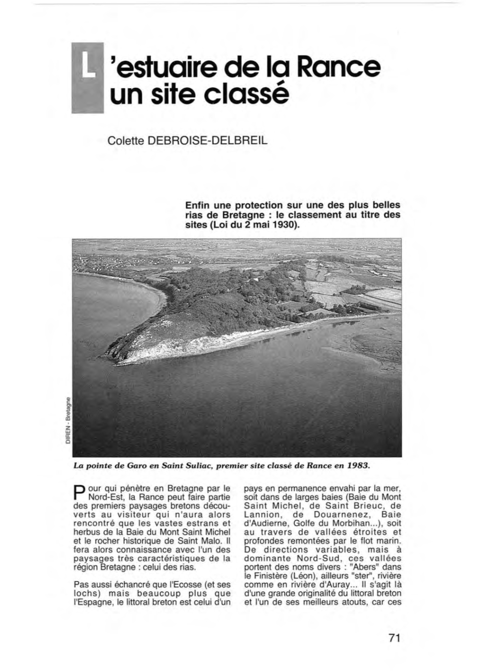 'Estuaire De La Rance Un Site Classé