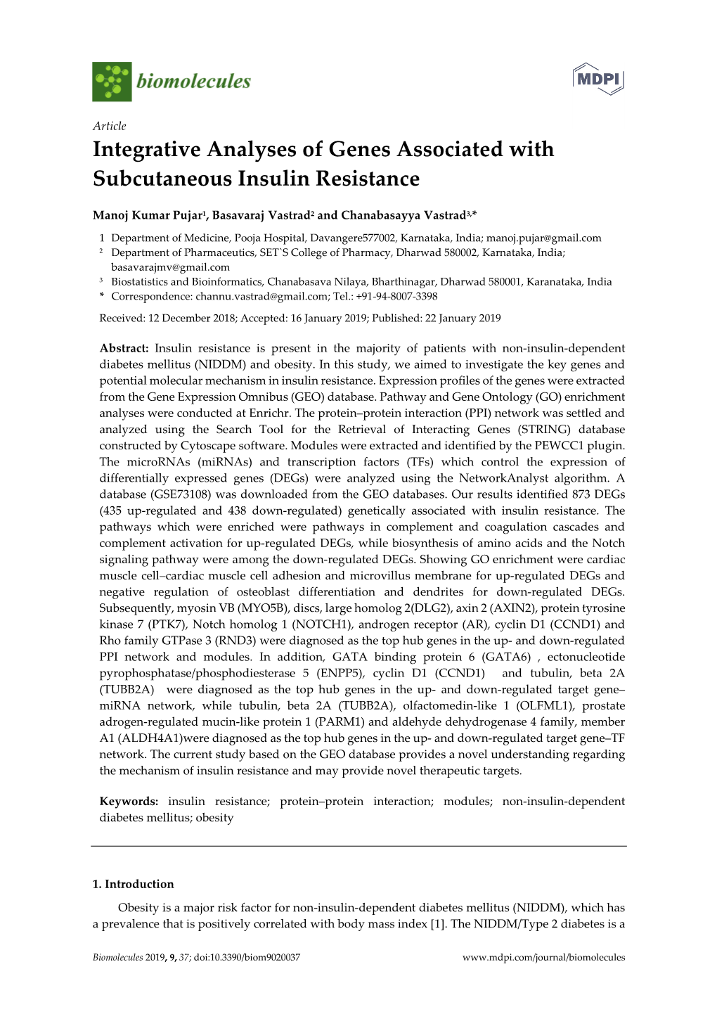 Integrative Analyses of Genes Associated with Subcutaneous Insulin Resistance