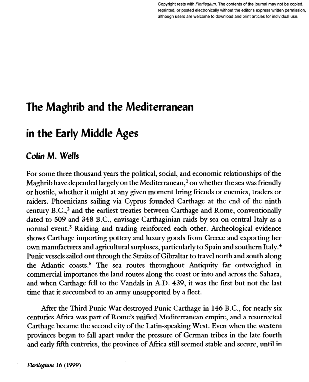 The Maghrib and the Mediterranean in the Early Middle Ages