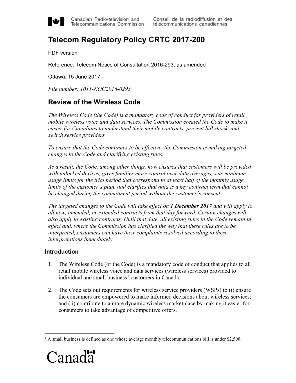 Review of the Wireless Code