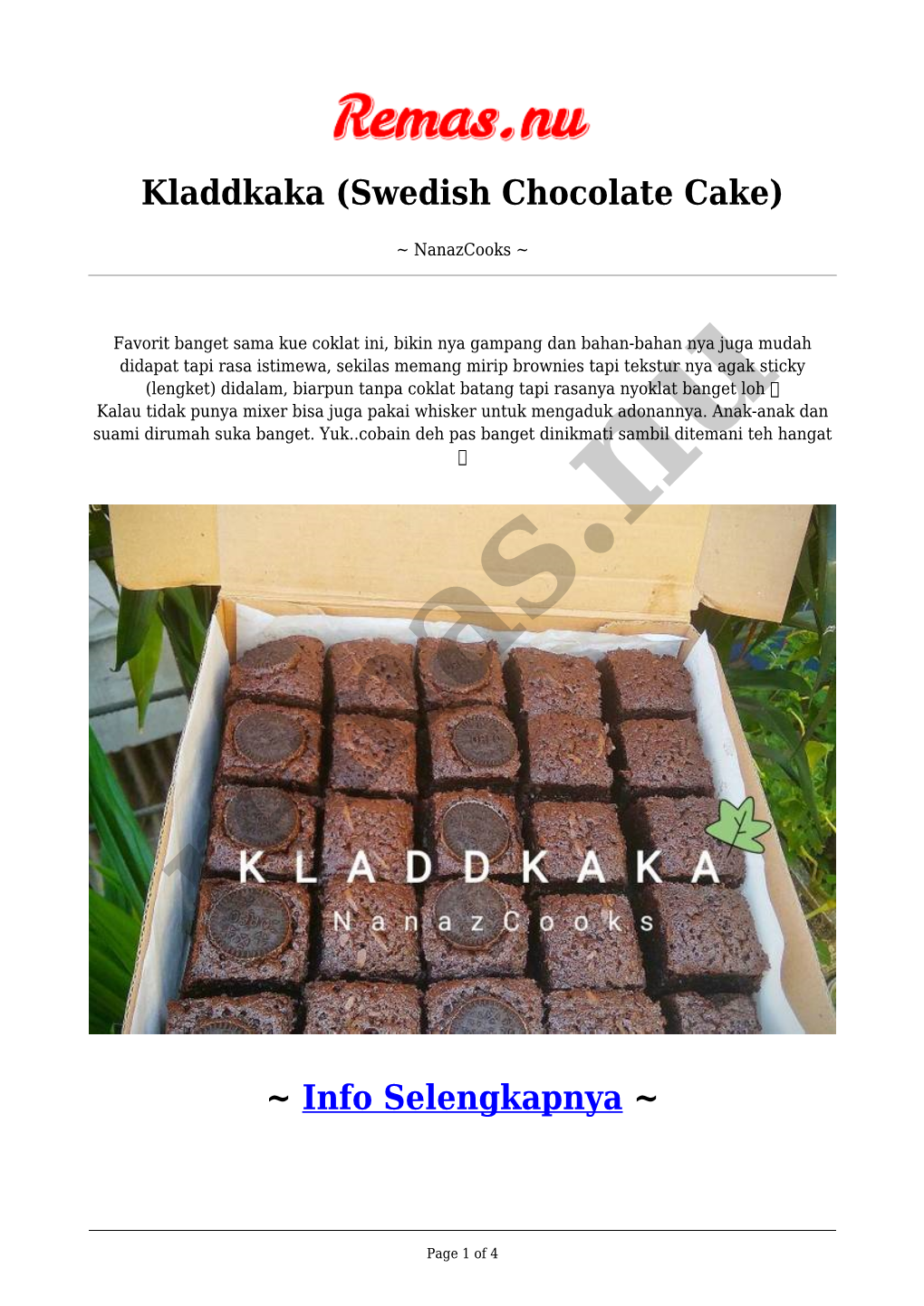 Kladdkaka (Swedish Chocolate Cake)